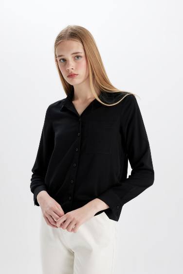 Regular Fit Shirt Collar Long Sleeve Shirt