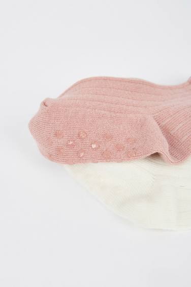 Kız Bebek Pamuklu Kaydırmaz Tabanlı 5'li Uzun Çorap