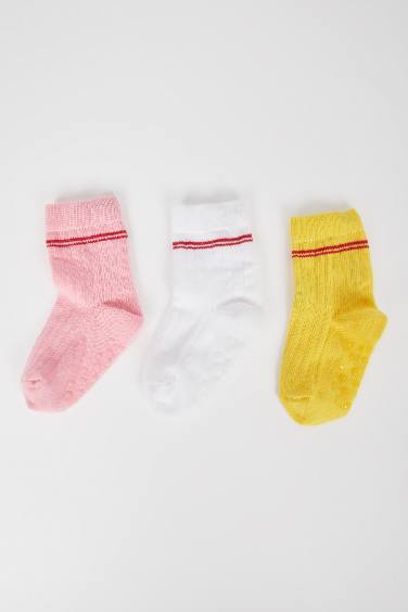 Baby Girl Cotton Non-Slip Sole 3 Pack Long Socks