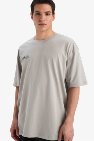 Cotton Oversize Fit Crew Neck Back Printed T-Shirt