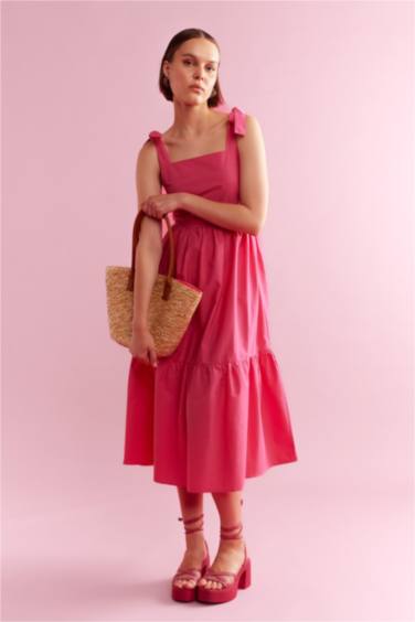 Robes Popeline Col Carré