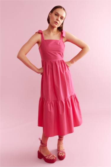 Robes Popeline Col Carré