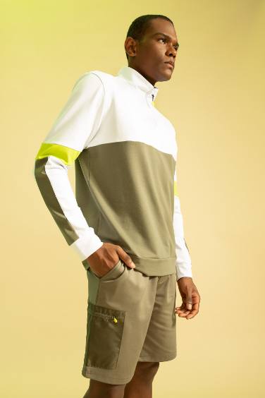 Standard Fit Long Sleeve Colour Block Sweatshirt