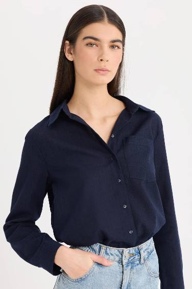 Regular Fit Basic Pocketed Long Sleeve Shirt