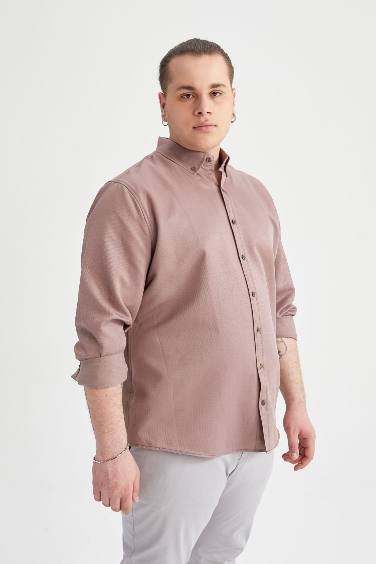 Slim Fit Polo Neck Long Sleeve Shirt