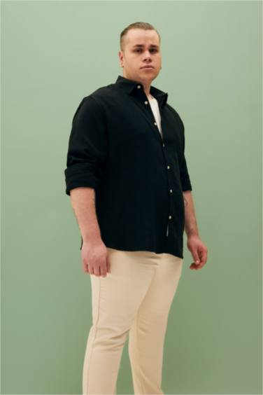 Modern Fit Polo Neck Long Sleeve Shirt