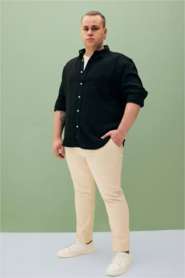 Modern Fit Polo Neck Long Sleeve Shirt