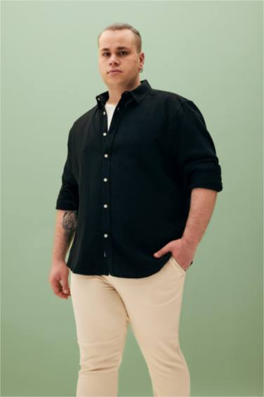 Modern Fit Polo Neck Long Sleeve Shirt