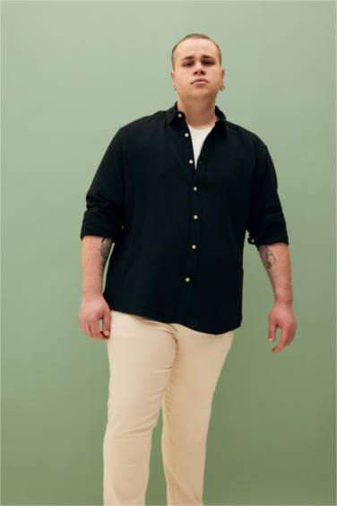 Modern Fit Polo Neck Long Sleeve Shirt