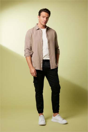 поло жаға мақта Ұзын жеңді көйлек