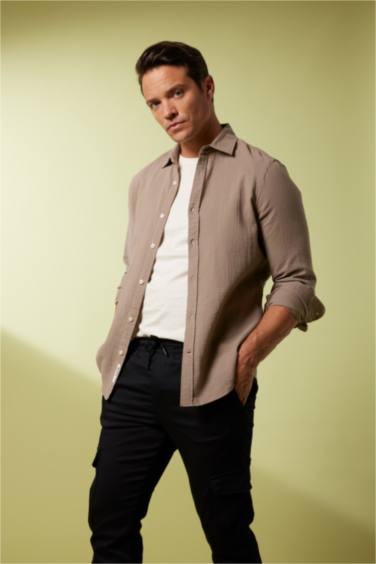 поло жаға мақта Ұзын жеңді көйлек