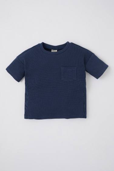 T-shirt à manches courtes en tissu texturé gaufré pour bébé garçon