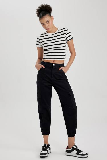 Cargo Jogger Normal Waist Gabardine Cotton Trousers