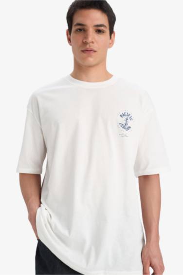 T-shirt oversize en coton imprimé à col rond et manches courtes