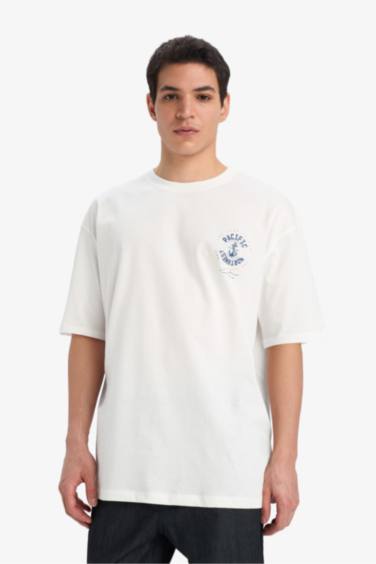 T-shirt oversize en coton imprimé à col rond et manches courtes