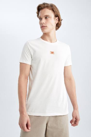 T-Shirt Slim imprimé à Manches Courtes Col Rond