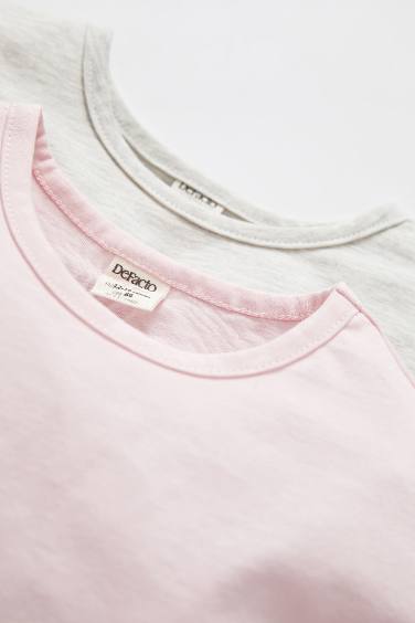 Lot de 2 t-shirts en coton à manches courtes pour bébé fille