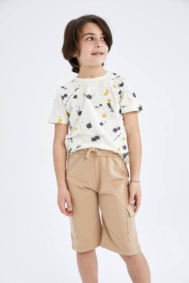 Boy Tie Waist Pocket Detail Short