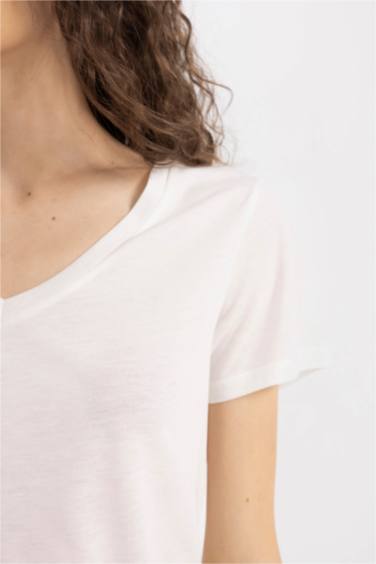 Regular Fit V-Neck Short Sleeve Basic T-Shirt