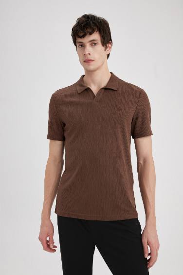 Modern Fit Basic Düz Kısa Kollu Polo Tişört