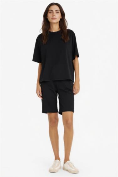 Regular Fıt İnce Sweatshirt Kumaşı Bermuda