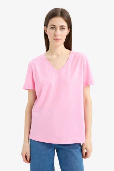 تيشيرت نص ردن سادة بيزك قصة عادية بياخة V