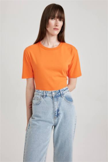 Regular Fit Crew Neck Short Sleeve Cotton T-Shirt