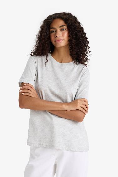 Regular Fit Crew Neck Basic Cotton T-Shirt