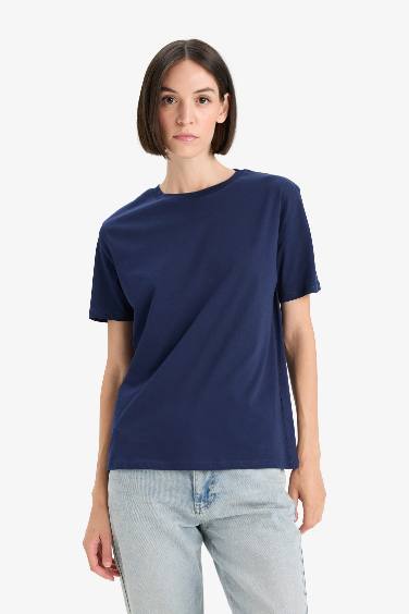 Regular Fit Crew Neck Basic Cotton Short Sleeve T-Shirt