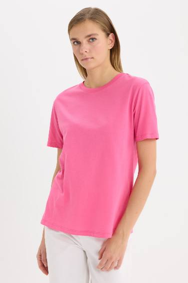 Regular Fit Crew Neck Cotton Basic T-Shirt