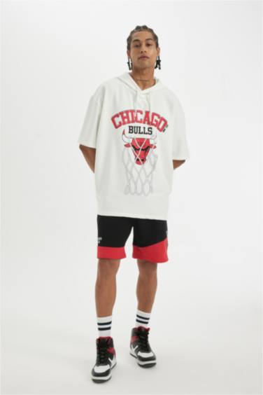 DeFactoFit NBA Chicago Bulls Oversize Fit Hooded T-Shirt