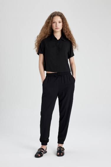 Jogger Normal Waist Ankle Length Viscose Trousers