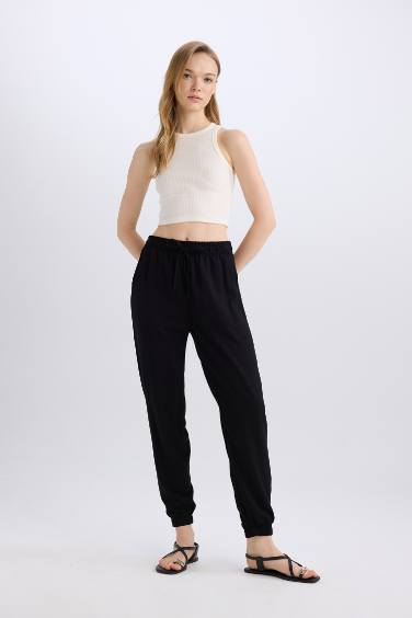 Jogger Normal Waist Ankle Length Viscose Trousers