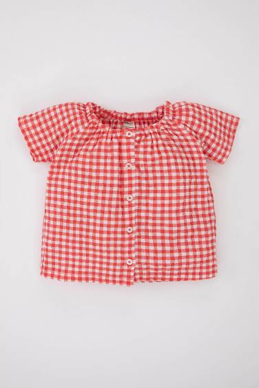 Chemise à manches courtes en vichy pour bébé fille