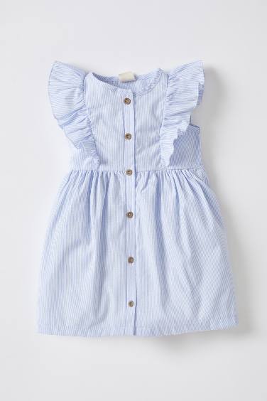 Robe en popeline rayée sans manches à col rond bébé fille