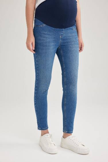 Pantalon De Maternité Skinny à Jambes Droites Taille Haute Déchiré