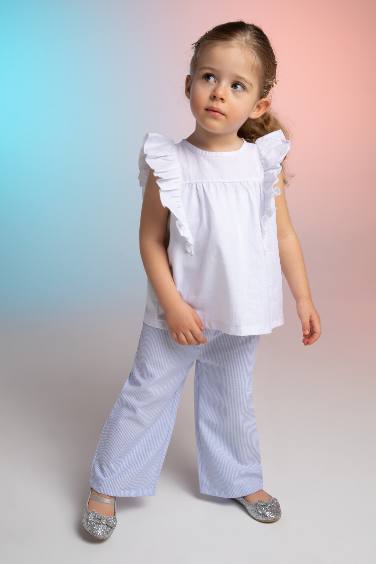 Pantalon coupe-culotte en popeline à taille élastique pour bébé Fille