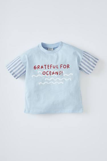 T-shirt en coton à manches courtes et col rond imprimé pour bébé garçon