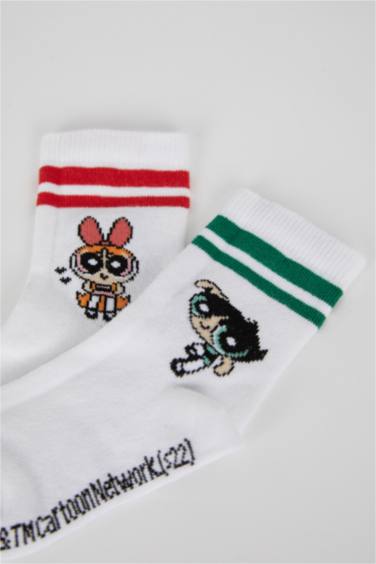 Kız Çocuk PowerPuff Gırls 2'li Pamuklu Uzun Çorap
