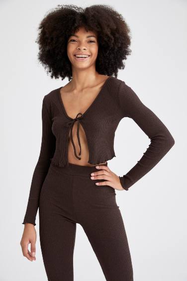 Slim Fit Long Sleeve Crop Cardigan