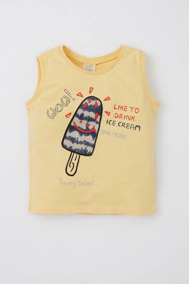 Regular Fit Sleeveless Ice-Cream Print Vest