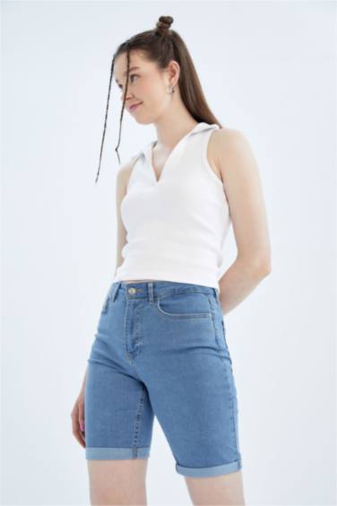 Normal Waist Fold Cut Jeans
