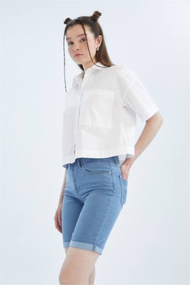 Basic Crop Denim Shorts