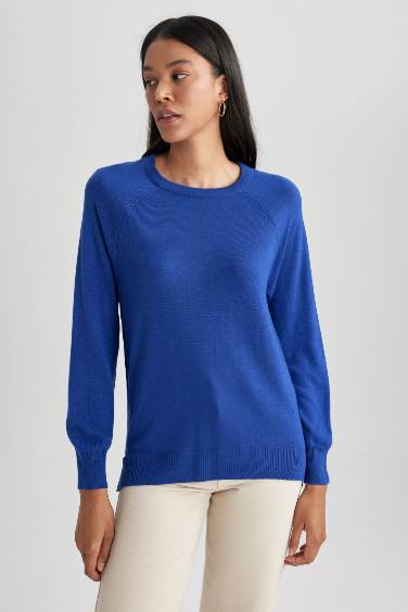 Relax Fit Crew Neck Knitted Basic Pullover