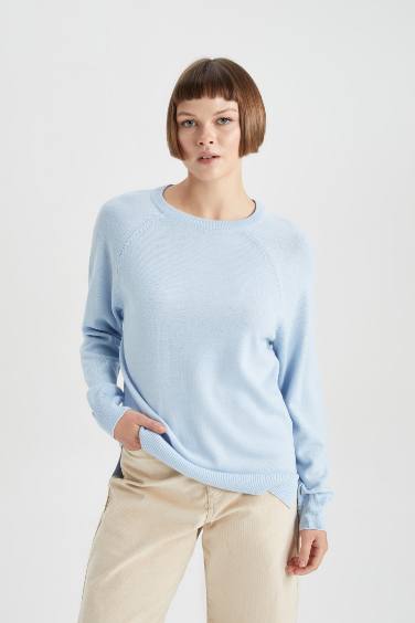 Relax Fit Crew Neck Knitted Basic Pullover