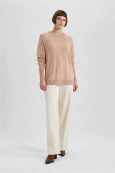 Relax Fit Crew Neck Basic Knitted Pullover