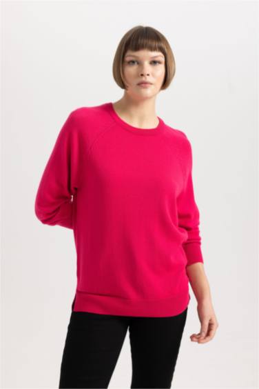 Relax Fit Crew Neck Knitted Basic Pullover