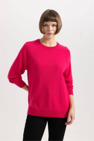 Relax Fit Crew Neck Knitted Basic Pullover