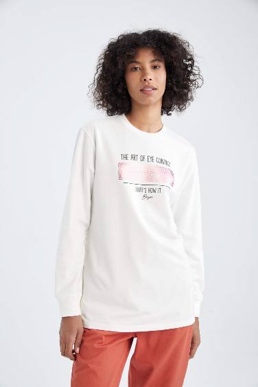 Oversize Fit Crew Printed Sweatshirt Tunic