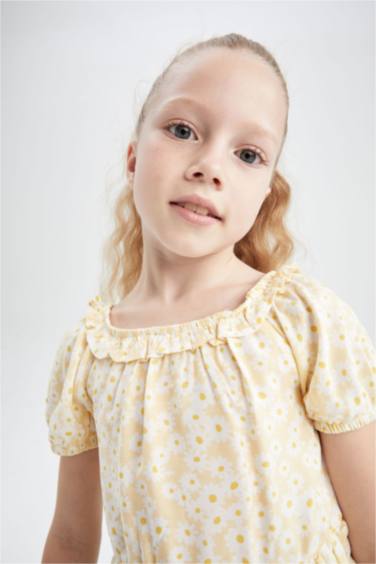 Блузка з коротким рукавом з рукавами-ліхтариками для дівчаток